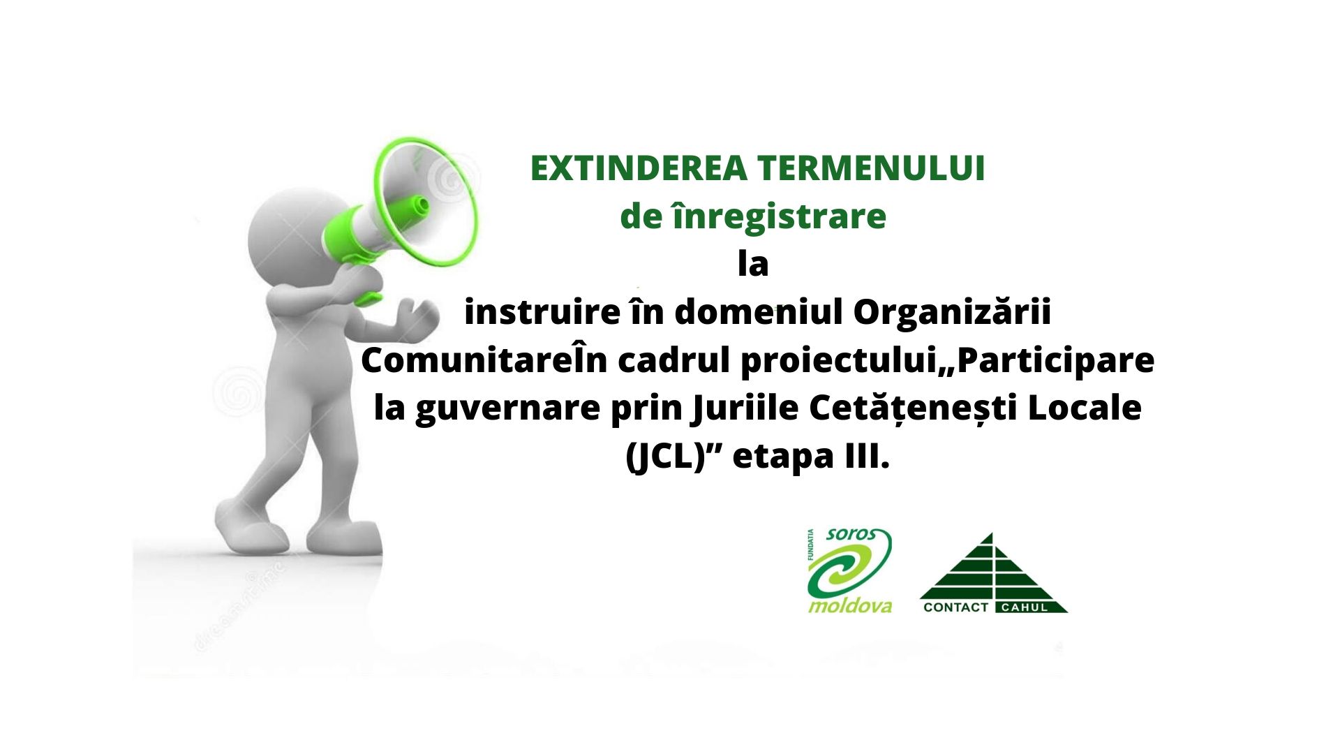 Extinderea termenului de înregistrare la instruire în domeniul Organizării Comunitare