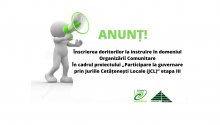 Anunț! Înscrierea doritorilor la instruire în domeniul Organizării Comunitare