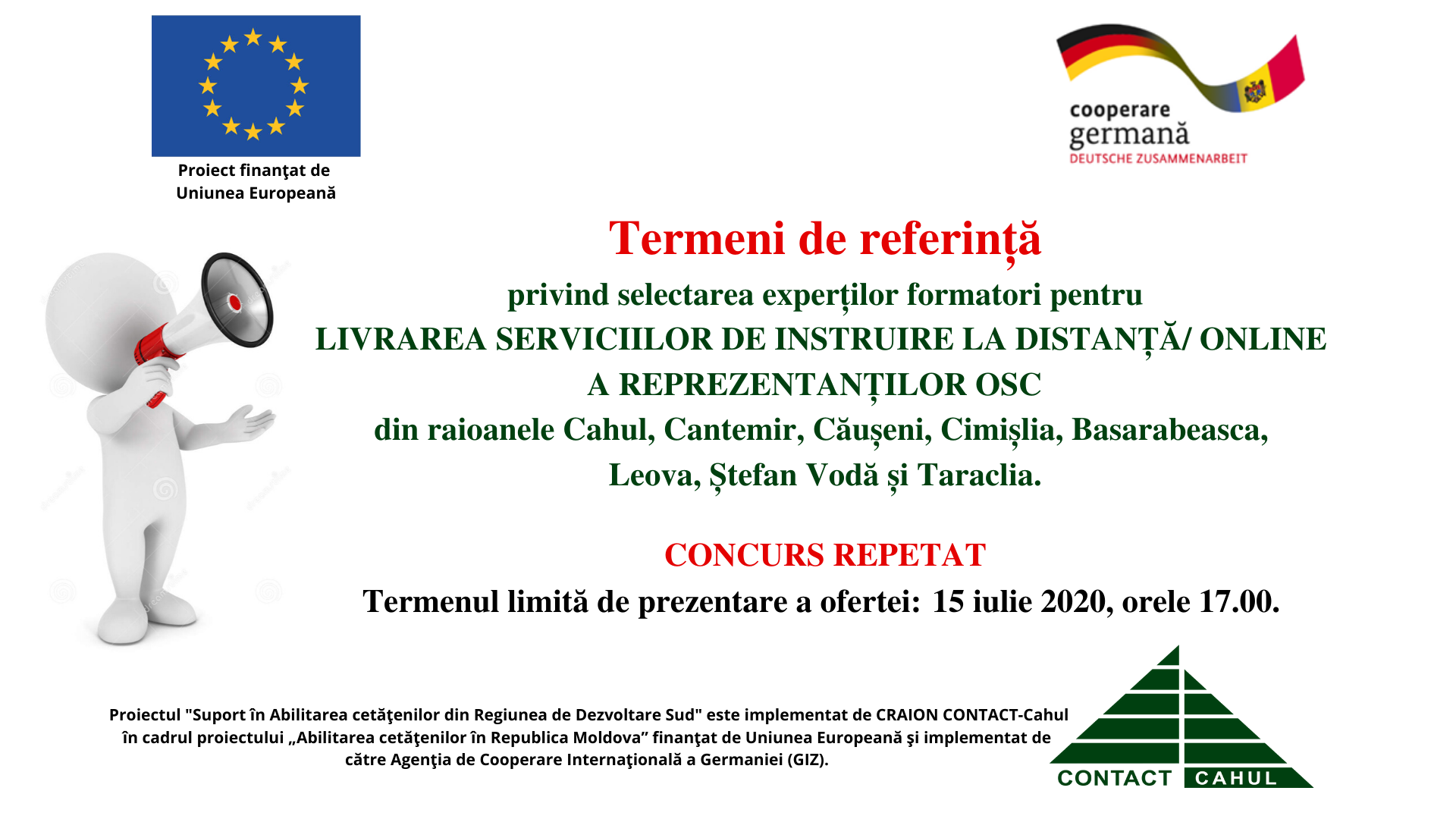 Anunț repetat privind selectarea experților formatori
