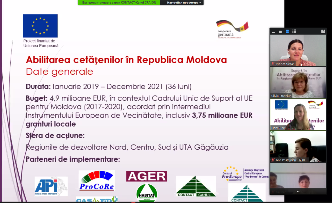 UE-GIZ // EVENIMENT DE INIȚIERE pentru OSC-urile din cadrul Programului de Granturi Locale pentru Regiunea de Dezvoltare SUD privind procedurile de implementare a proiectelor