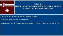 CONCURS PENTRU ACHIZIȚIONAREA BUNURILOR PRIN METODA CERERII OFERTELOR DE PREȚURI