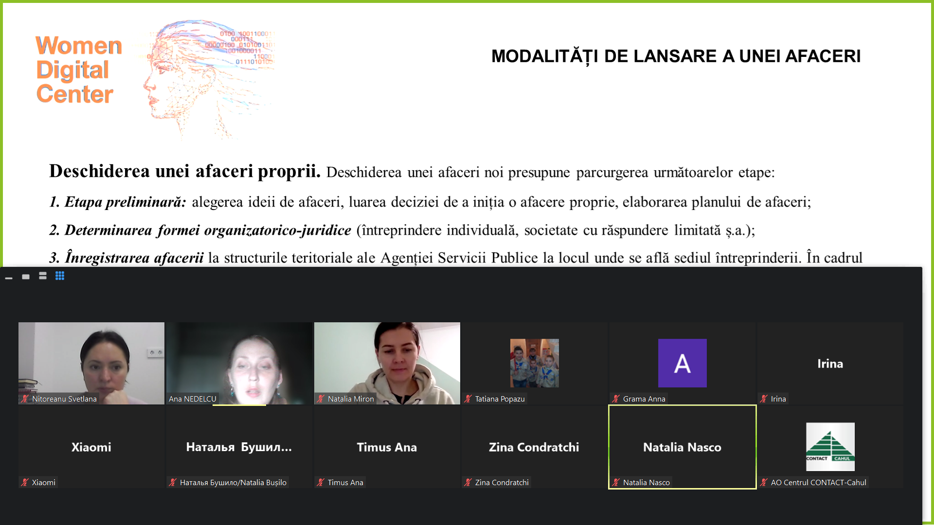 33 de beneficiare ale proiectului „Women’s Digital Center” au fost instruite online